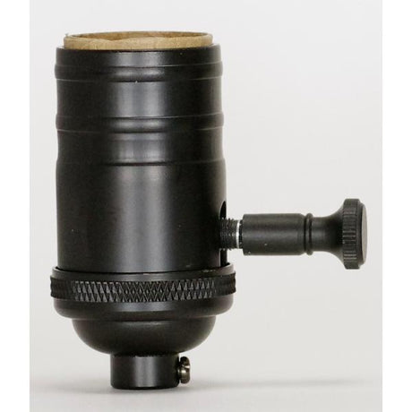 150 Full Range Turn Knob Dimmer Socket With Removable Knob - 1/8 IPS - 4 Piece Stamped Solid Brass - Black Finish - 150W - 120V