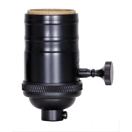 On-Off Turn Knob Socket With Matching Finish Removable Knob - 1/8 IPS - 4 Piece Stamped Solid Brass - Black Finish - 250W - 250V