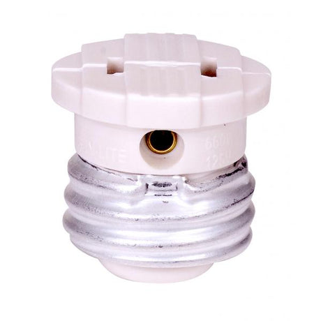 Polarized Socket Plug Adapter - Medium Base - 660W - 125V - White Finish