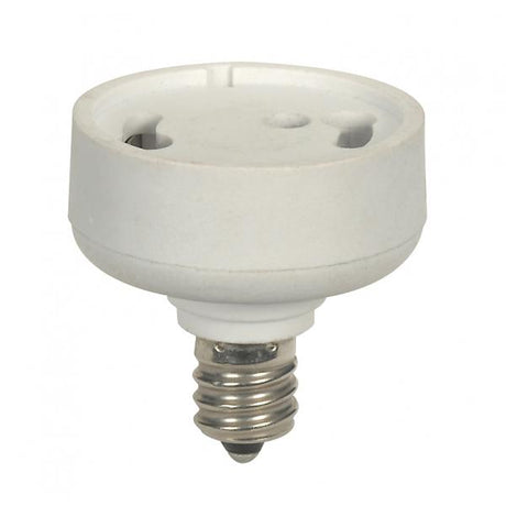 White E12 To GU24 Adapter - Candelabara To GU24 With Locking Device Reducer - 3/4" Overall Extension - 75W - 125V