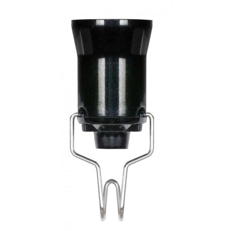 Pressure Fit Candelabra Base Socket - Pin Socket - Pressure Fit - Phenolic - 1-1/4" Height - 3/4" Diameter - 60W - 125V - With Hook