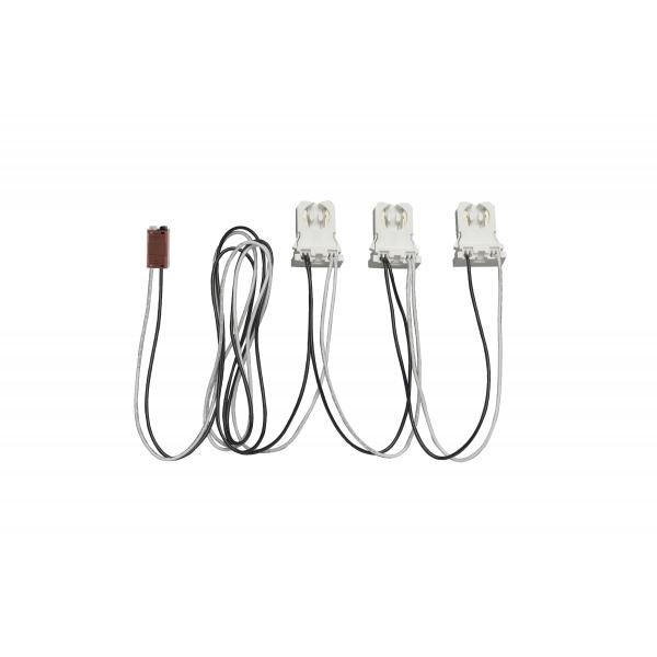 3-Light ballast bypass wiring harness for linear LED T8 lamps