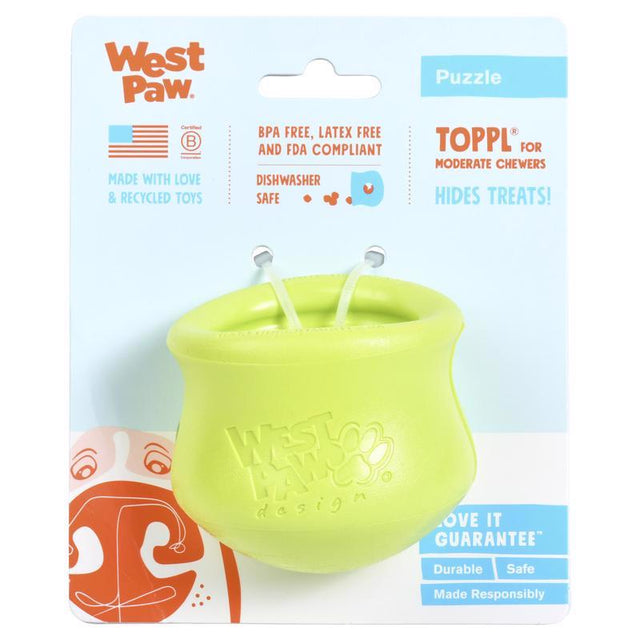 West Paw Zogoflex Green Plastic Toppl Pet Toy Small 1 pk