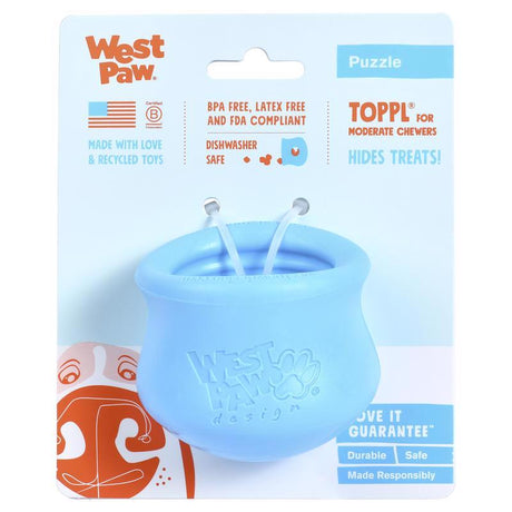 West Paw Zogoflex Blue Plastic Toppl Pet Toy Small 1 pk