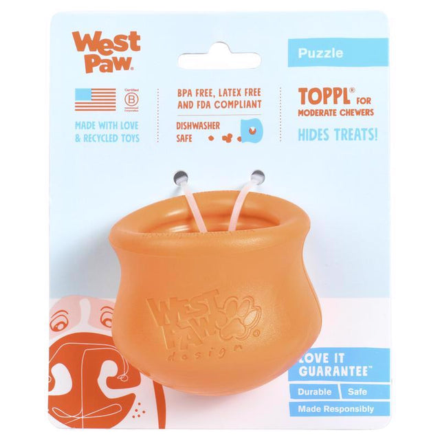 West Paw Zogoflex Orange Plastic Toppl Pet Toy Small 1 pk