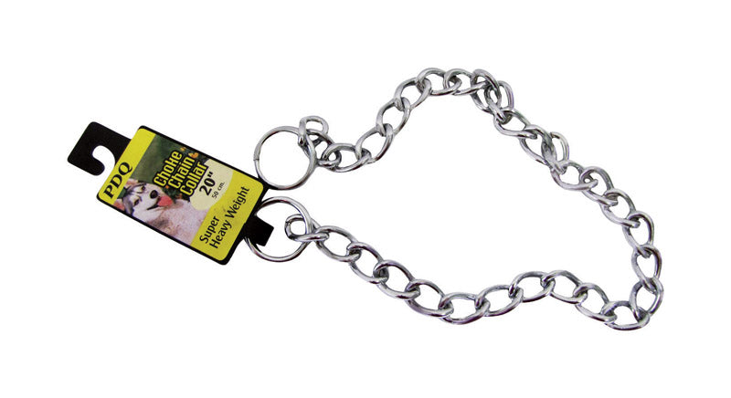 PDQ Silver Chain Steel Dog Collar Large/X-Large