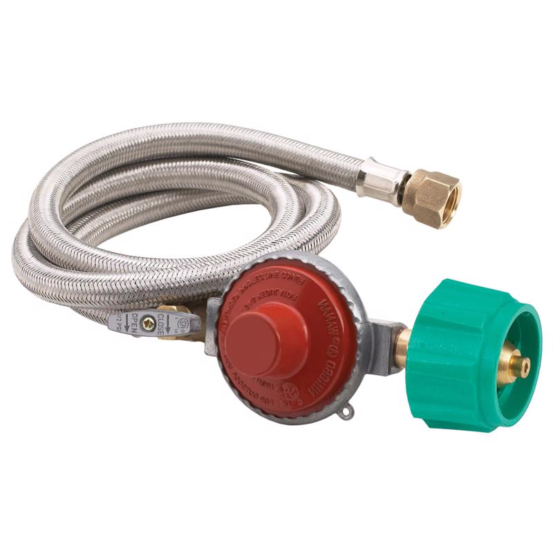 Bayou Classic Plastic/Steel Gas Line Hose and Regulator 48 in. L