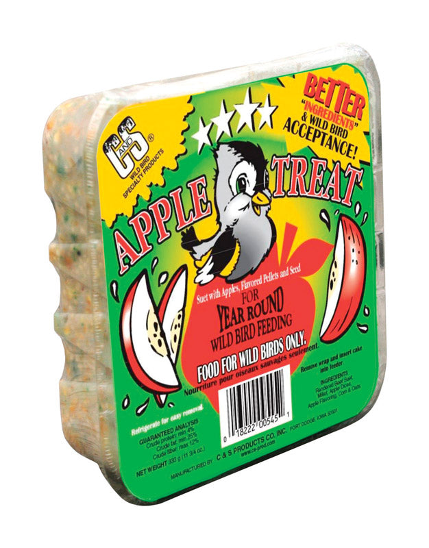 C&S Products Apple Treat Assorted Species Beef Suet Wild Bird Food 11.75 oz