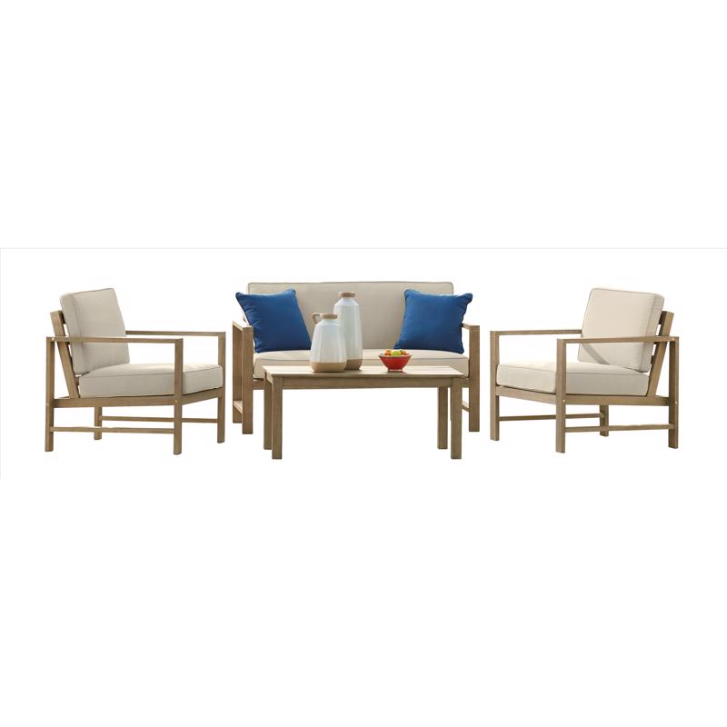 Signature Design by Ashley Zecorra 4 pc Light Brown Wood Conversation Set Beige