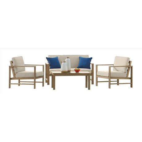 Signature Design by Ashley Zecorra 4 pc Light Brown Wood Conversation Set Beige