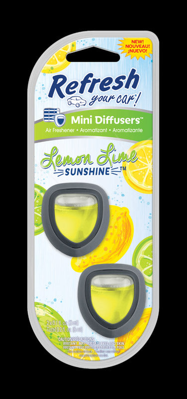 Refresh Your Car! Lemon Lime Sunshine Scent Mini Car Diffuser 0.7 oz Liquid