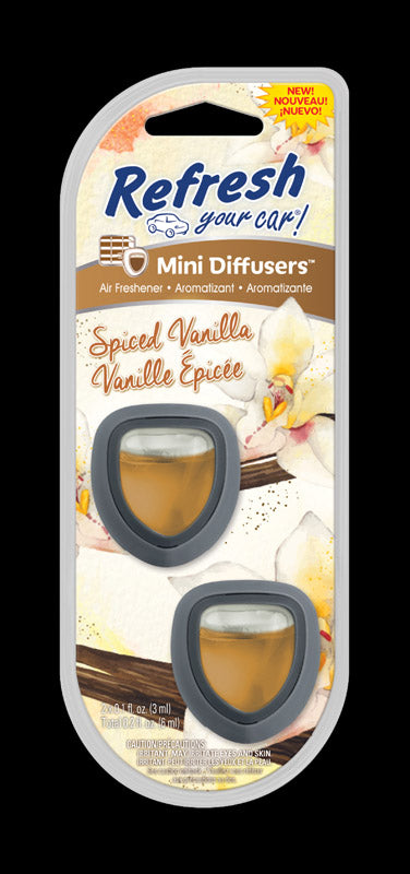 Refresh Your Car! Mini Diffusers Spiced Vanilla Scent Mini Car Diffuser 0.2 oz 2 pk