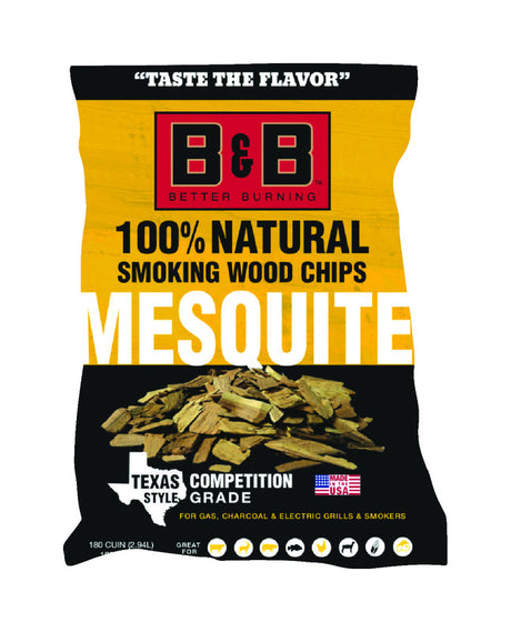 B&B Charcoal All Natural Mesquite Wood Smoking Chips 180 cu in