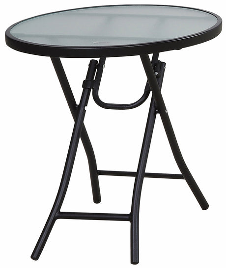 Living Accents Black Round Glass Folding Side Table