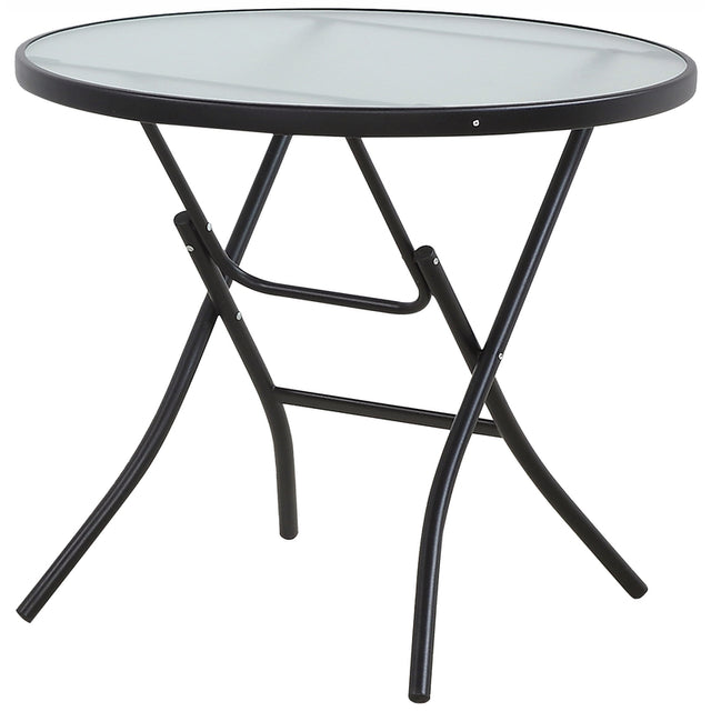 Living Accents Black Round Glass Folding Bistro Table