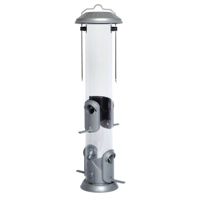 Nature's Way Deluxe Wild Bird and Finch 1.4 qt Metal/Plastic Easy Clean Tube Bird Feeder 4 ports