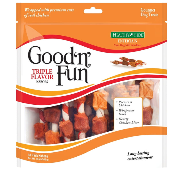 Good 'n' Fun All Size Dogs All Ages Rawhide Twists Chicken/Duck and Chicken Liver 18 pk