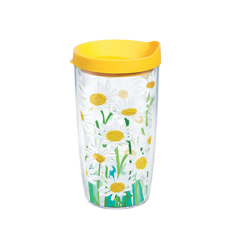 Tervis 16 oz White Daisies Multicolored BPA Free Tumbler with Lid