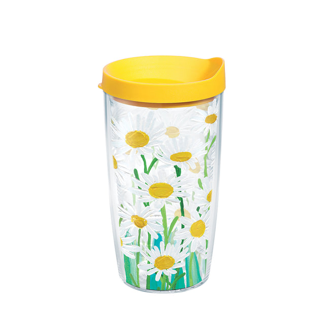 Tervis 16 oz White Daisies Multicolored BPA Free Tumbler with Lid