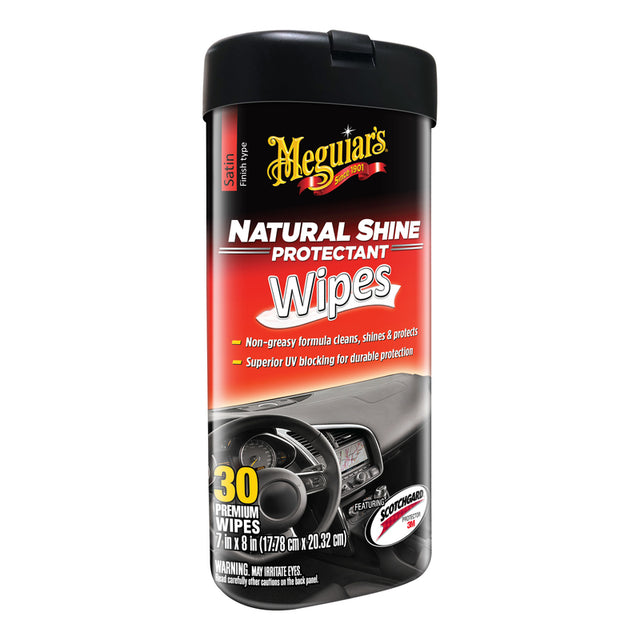 Meguiar's Natural Shine Plastic/Rubber/Vinyl Protectant Wipes 30 ct