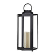 Alpine 18 in. Glass/Plastic Decorative Black Flameless Lantern