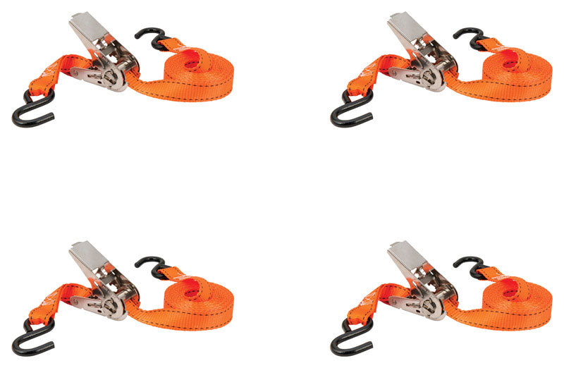 Keeper 1 in. W X 10 ft. L Orange Tie Down w/Ratchet 300 lb 4 pk