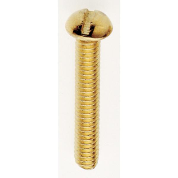 Steel Round Head Slotted Machine Screw - 8/32 - 1" Length - Brass Plated Finish