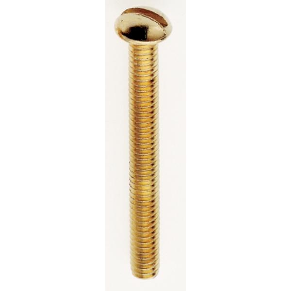 Steel Round Head Slotted Machine Screw - 8/32 - 1-1/2" Length - Brass Plated Finish