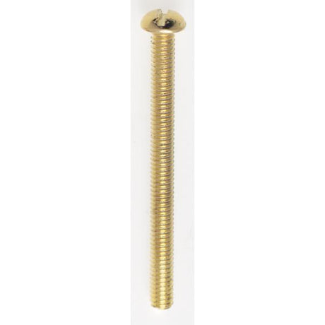 Steel Round Head Slotted Machine Screws - 8/32 - 2" Length - Brass Plated Finish