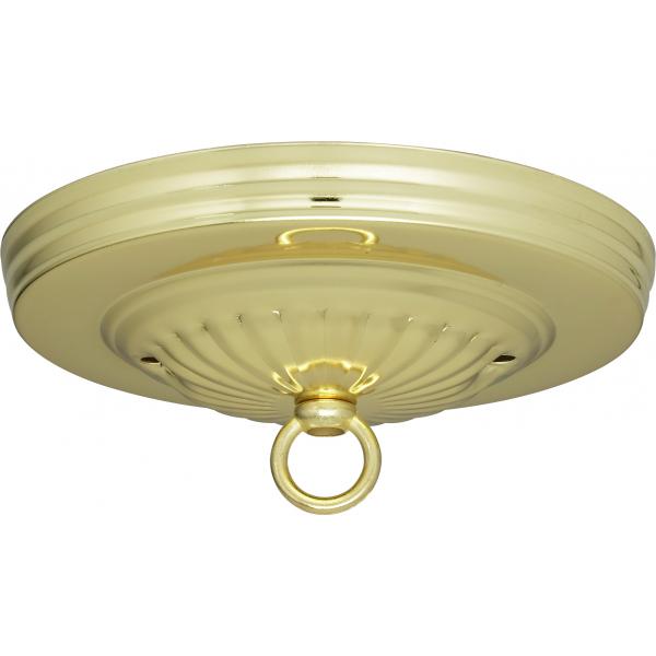 Ribbed Canopy Kit - Brass Finish - 5" Diameter - 7/16" Center Hole - 2-8/32 Bar Holes - Includes Hardware - 10lbs Max