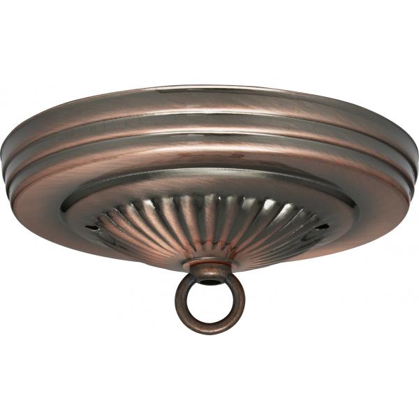 Ribbed Canopy Kit - Antique Copper Finish - 5" Diameter - 7/16" Center Hole - 2-8/32 Bar Holes - Includes Hardware - 10lbs Max