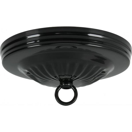 Ribbed Canopy Kit - Black Finish - 5" Diameter - 7/16" Center Hole - 2-8/32 Bar Holes - Includes Hardware - 10lbs Max