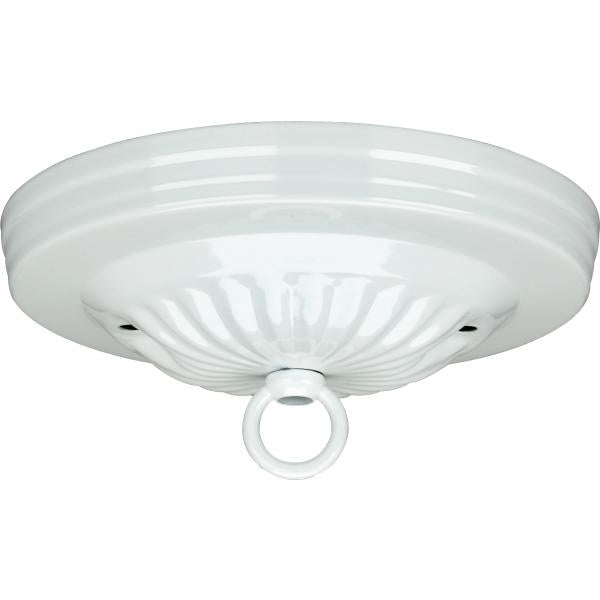 Ribbed Canopy Kit - White Finish - 5" Diameter - 7/16" Center Hole - 2-8/32 Bar Holes - Includes Hardware - 10lbs Max