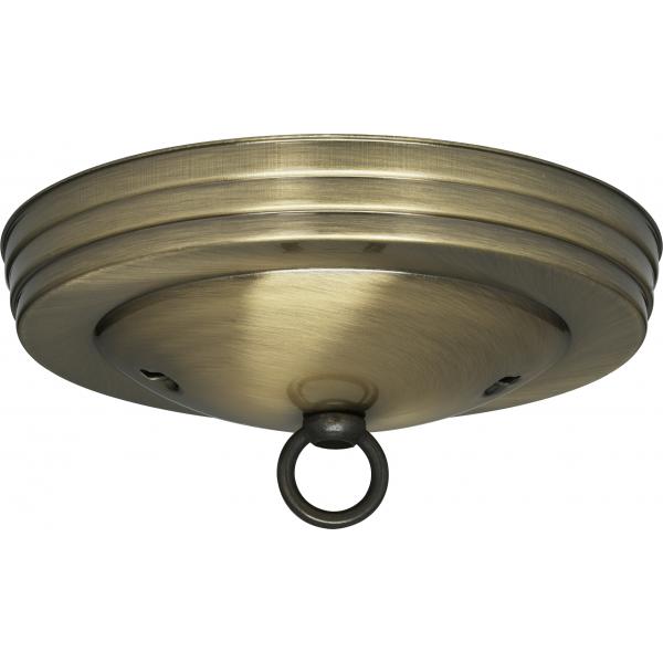 Standard Canopy Kit - Antique Brass Finish - 5" Diameter - 7/16" Center Hole - 2-8/32 Bar Holes - Includes Hardware - 10lbs Max