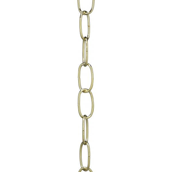 11 Gauge Chain - Brass Finish - 1-1/2" Link Length - 7/8" Link Width - 3/32" Thick - 1 Yard Length - 200 Yards/Carton - 15lbs Max