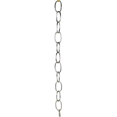 11 Gauge Chain - Nickel Finish - 1-1/2" Link Length - 7/8" Link Width - 3/32" Thick - 1 Yard Length - 200 Yards/Carton - 15lbs Max