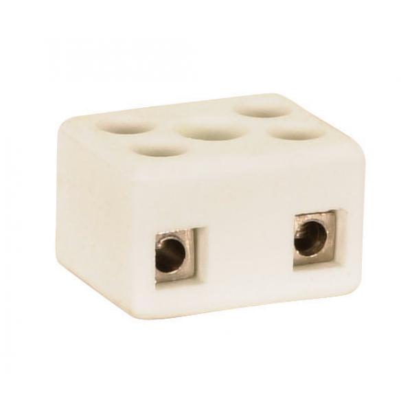 Porcelain 4 Terminal Wire Connector - 1/2" Height - 7/8" Length - 11/16" Width - 4 AMP - 1000W - 250V