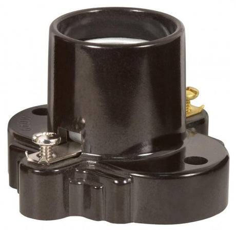 Phenolic Receptacle Wih Mounting Holes - Brown Finish - Screw Terminals - 1-5/8" Height - 2-7/16" Diameter - 660W - 250V