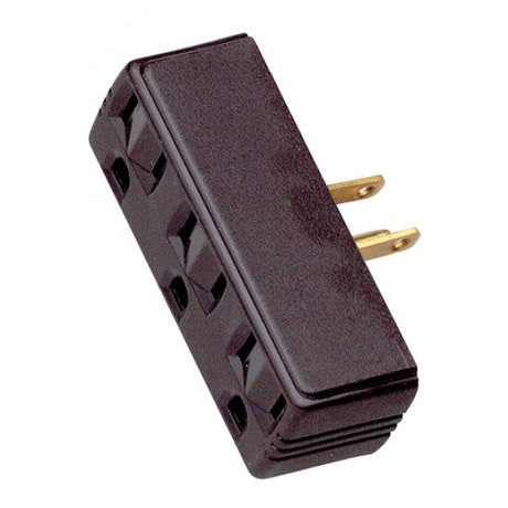 Single To Triple Adapter - Brown Finish - Polarized - 15A - 125V