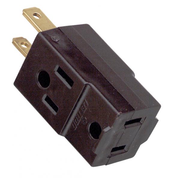 Triple Cube Tap - Brown Finish - Polarized - 15A - 125V