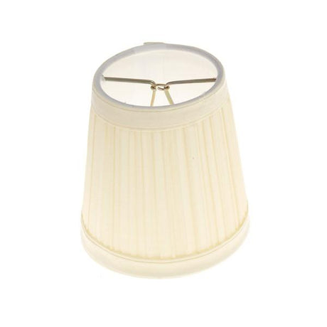 Clip On Shade - Beige Pleated Round - 3" Top - 4" Bottom - 4" Side