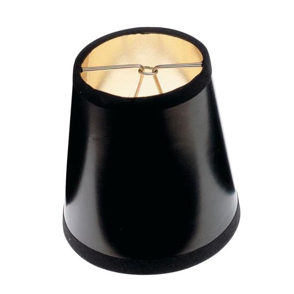 Clip On Shade - Black Round With Gold Interior - 3" Top - 4" Bottom - 4" Side