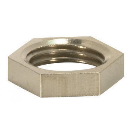 Brass Hexagon Locknut - 1/8 IP - 1/2" Hexagon - 1/8" Thick - Nickel Plated Finish