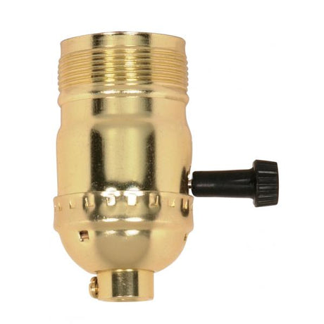 3-Way (2 Circuit) Turn Knob Socket With Removable Knob - 1/8 IPS - Aluminum - Brite Gilt Finish - 250W - 250V - Uno Thread