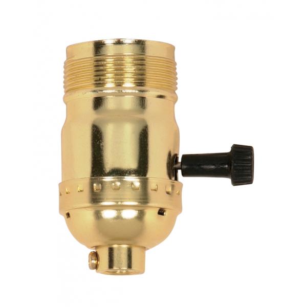 On-Off Turn Knob Socket With Removable Knob - 1/8 IPS - Aluminum - Brite Gilt Finish - 250W - 250V - Uno Thread