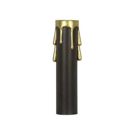 Plastic Drip Candle Cover - Black Plastic With Gold Drip - 13/16" Inside Diameter - 7/8" Outside Diameter - 2" Height