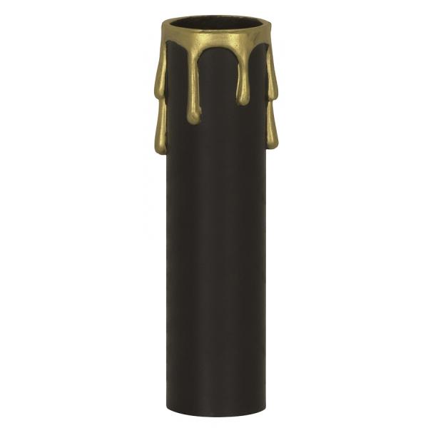 Plastic Drip Candle Cover - Black Plastic With Gold Drip - 1-13/16" Inside Diameter - 1-1/4" Outside Diameter - 2" Height