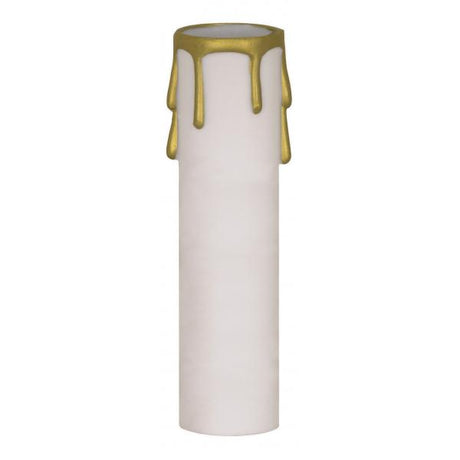 Plastic Drip Candle Cover - White Plastic With Gold Drip - 1-13/16" Inside Diameter - 1-1/4" Outside Diameter - 2" Height