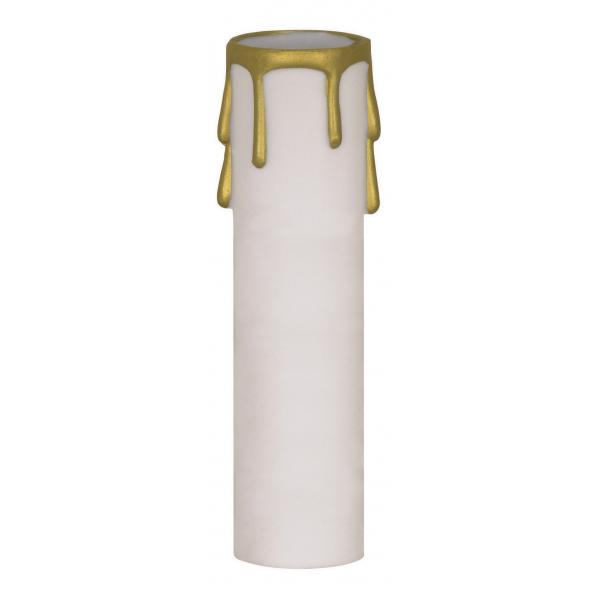 Plastic Drip Candle Cover - White Plastic With Gold Drip - 1-13/16" Inside Diameter - 1-1/4" Outside Diameter - 2" Height