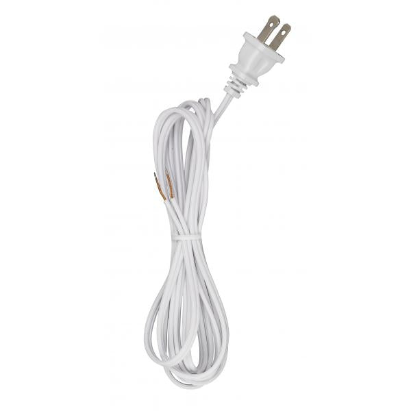 8 Foot 18/2 SPT-1 105C Cord Set - White Finish - 36" Hank - 200 Carton - Molded Polarized Plug - Tinned Tips 3/4" Strip With 2" Slit